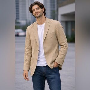 Tan Blazer Jacket Made in Italy 100% cotton